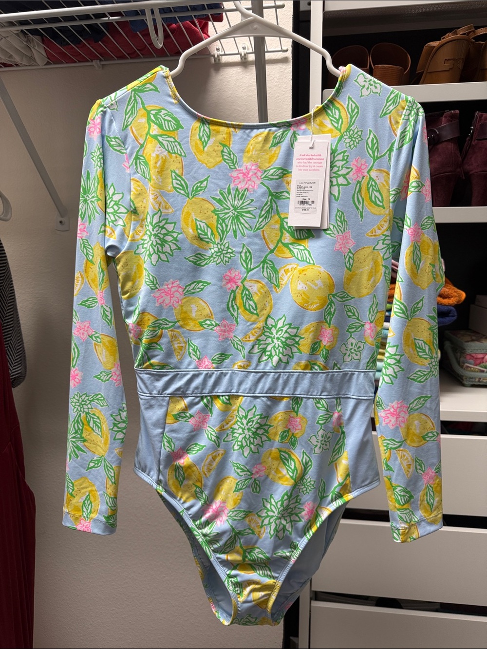 Lilly Pulitzer Light Blue Lemon Print One-Piece Rash-guard Swimsuit